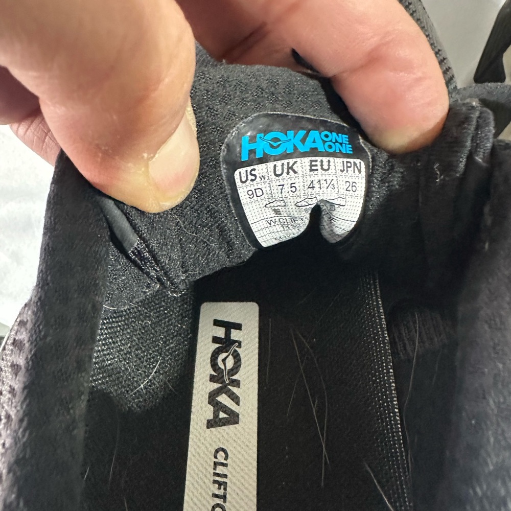 Hoka Black and White Athletic Shoes with Cushioned Sole - Picture 4 of 5